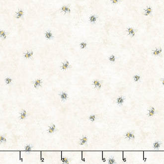 Lemon Bouquet - Tossed Small Bee Beige Digitally Printed Yardage