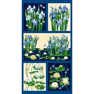 Waterlily Magic - Water Lilies Indigo Panel