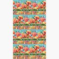 Charisma - Poppies Border Stripe Turquoise Multi Yardage Alternative View #1