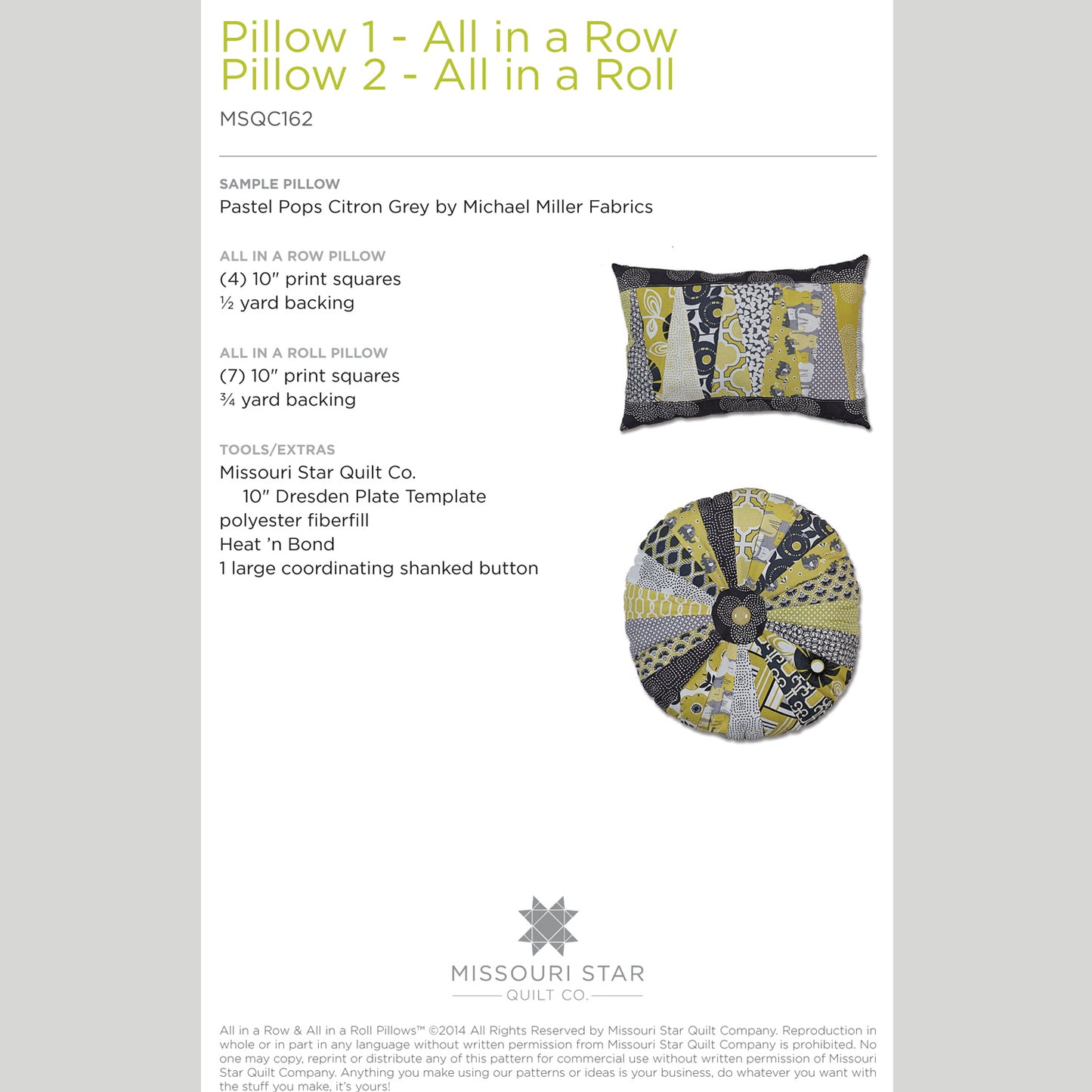 Digital Download - All In A Row & All In A Roll Pillows Pattern by Missouri Star Alternative View #1