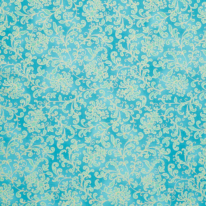 Joli Bijou - Lace Turquoise Metallic Yardage Primary Image