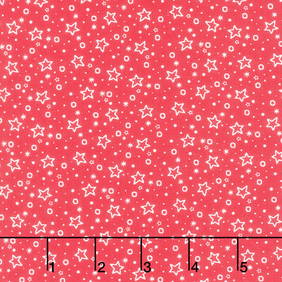 Redwork Christmas - Stars Red Yardage