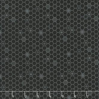 Honey Bloom - Hexies Black Yardage