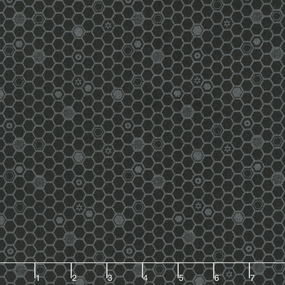 Honey Bloom - Hexies Black Yardage