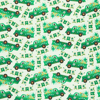 Shamrocked - St. Patrick's Day Trucks Light Green Yardage