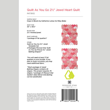 Digital Download - Quilt As You Go 2 1/2" Jewel Heart Quilt Pattern by Missouri Star Alternative View #1