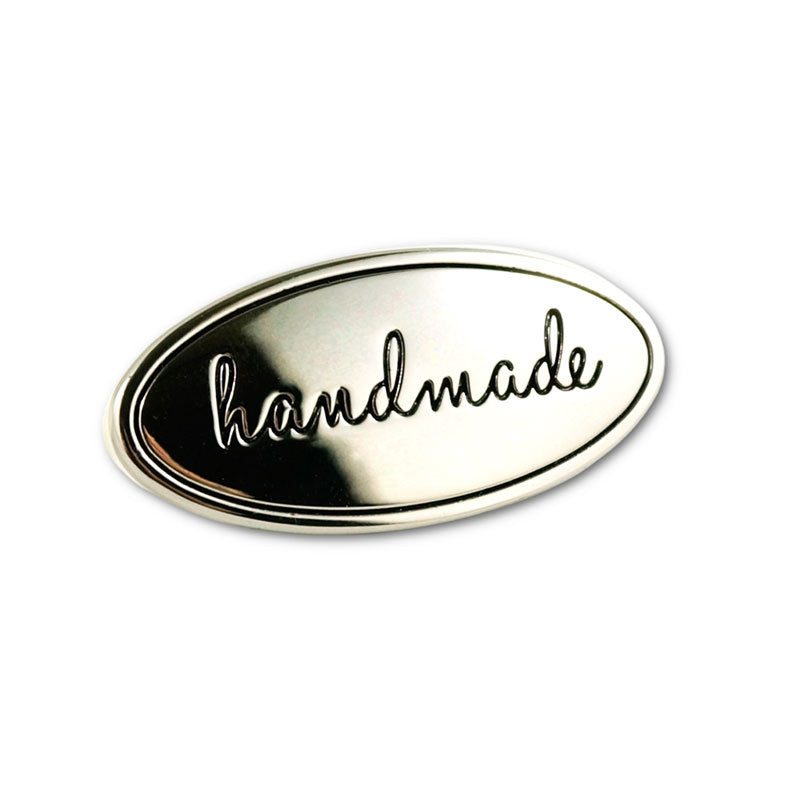 Emmaline Oval Handmade Bag Label - Nickel Primary Image