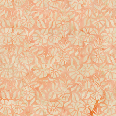 Morris Tiles Batiks - Daisy Tile Orange Cantaloupe Yardage