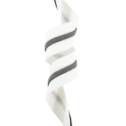 Emmaline #3 Zippers-by-the-Yard - White with Gunmetal