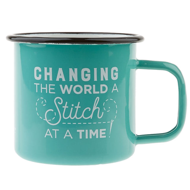 Changing the World, A Stitch at a Time - Enamel Mug Primary Image