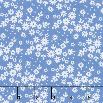 Cherry Lemonade - Flowers Blue Yardage