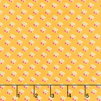 Cherry Lemonade - Rows of Cherries Yellow Yardage