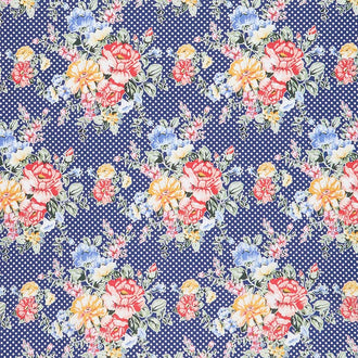 Cherry Lemonade - Small Bouquet Blue Yardage