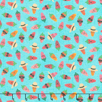 Chili Smiles - Chili Peppers Aqua Yardage
