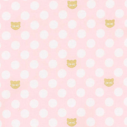 Chloe and Friends - Cat Dot Pink Sparkle Yardage