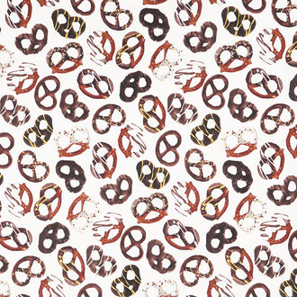 Chocolicious - Chocolate Pretzel Cream Digitally Printed Yardage