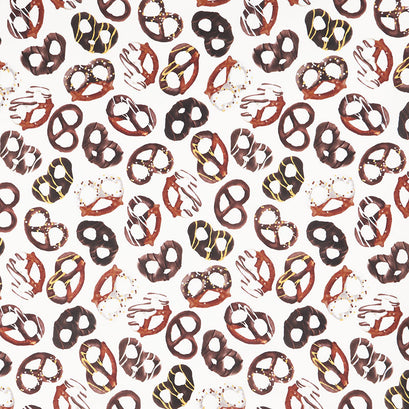 Chocolicious - Chocolate Pretzel Cream Digitally Printed Yardage