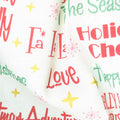 Christmas Adventure - Holiday Phrases White Metallic Yardage