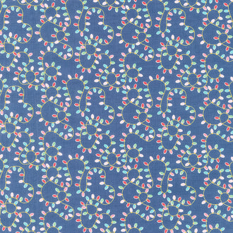 Christmas Adventure - Lights Denim Metallic Yardage
