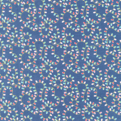 Christmas Adventure - Lights Denim Metallic Yardage