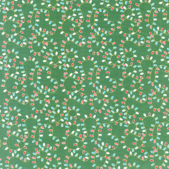 Christmas Adventure - Lights Green Metallic Yardage