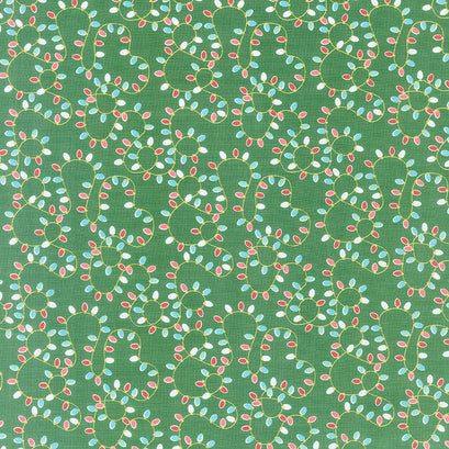 Christmas Adventure - Lights Green Metallic Yardage
