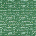 Christmas Adventure - Phrases Green Metallic Yardage