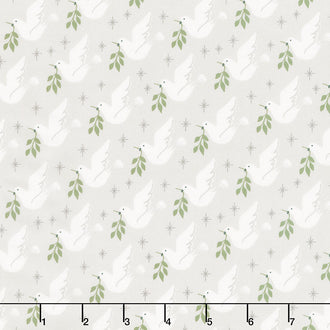 Christmas Morning - Doves Silver Yardage