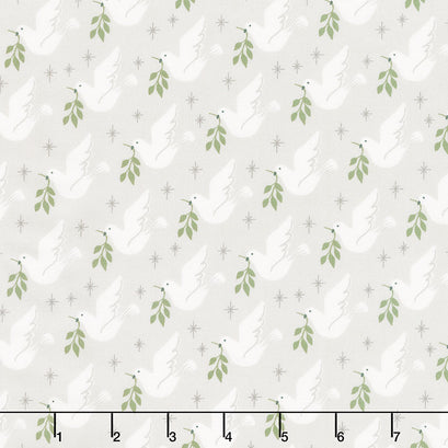 Christmas Morning - Doves Silver Yardage