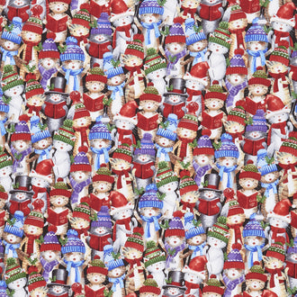 Christmas Novelties - Caroling Kitties Multi Yardage