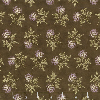 Clover Meadow - Puff Ball Floral Earth Brown Yardage