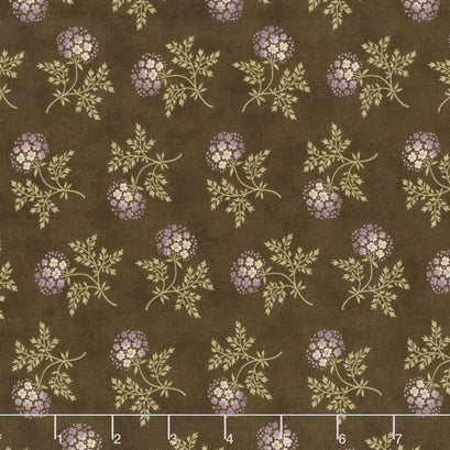 Clover Meadow - Puff Ball Floral Earth Brown Yardage