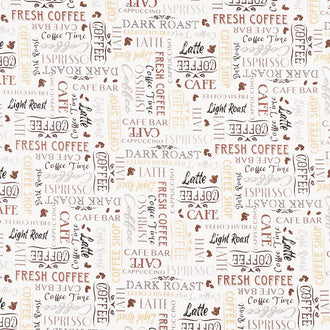 Coffee Connoisseur - Coffee Text Cream Yardage