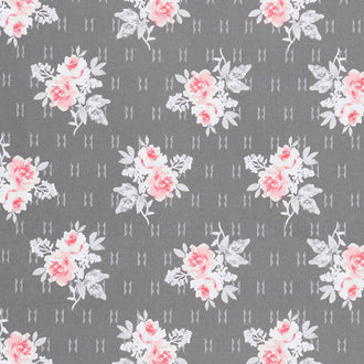 Colette - Small Rose Bouquets Dark Grey Yardage