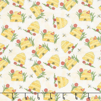 Colorful Cats - Bee Skep Vanilla Yardage