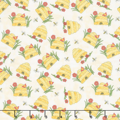 Colorful Cats - Bee Skep Vanilla Yardage