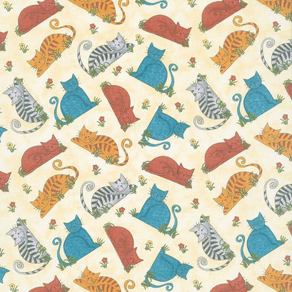 Colorful Cats - Cats Vanilla Yardage