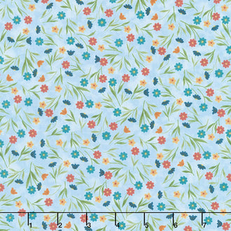 Colorful Cats - Field of Flowers Sky Yardage