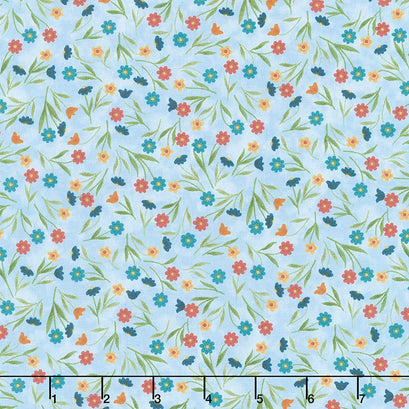 Colorful Cats - Field of Flowers Sky Yardage