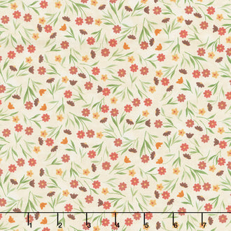 Colorful Cats - Field of Flowers Vanilla Yardage