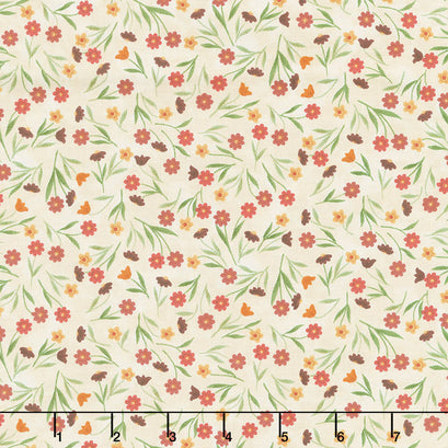 Colorful Cats - Field of Flowers Vanilla Yardage