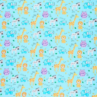 Colorful Friends - Animals Blue Yardage