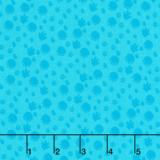 Colorful Friends - Paw Prints Blue Yardage