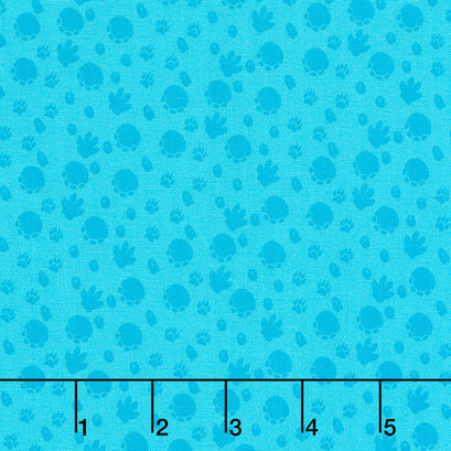 Colorful Friends - Paw Prints Blue Yardage