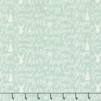 Comfort and Joy - Comfort Words Light Green Yardage