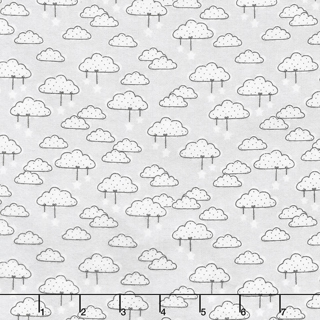 Comfy Flannel® - Clouds and Stars Gray Yardage Primary Image