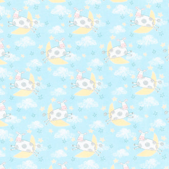 Comfy Flannel® - Cows Jumping Over Moon Blue Yardage
