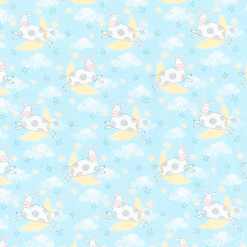 Comfy Flannel® - Cows Jumping Over Moon Blue Yardage