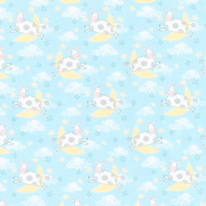 Comfy Flannel® - Cows Jumping Over Moon Blue Yardage