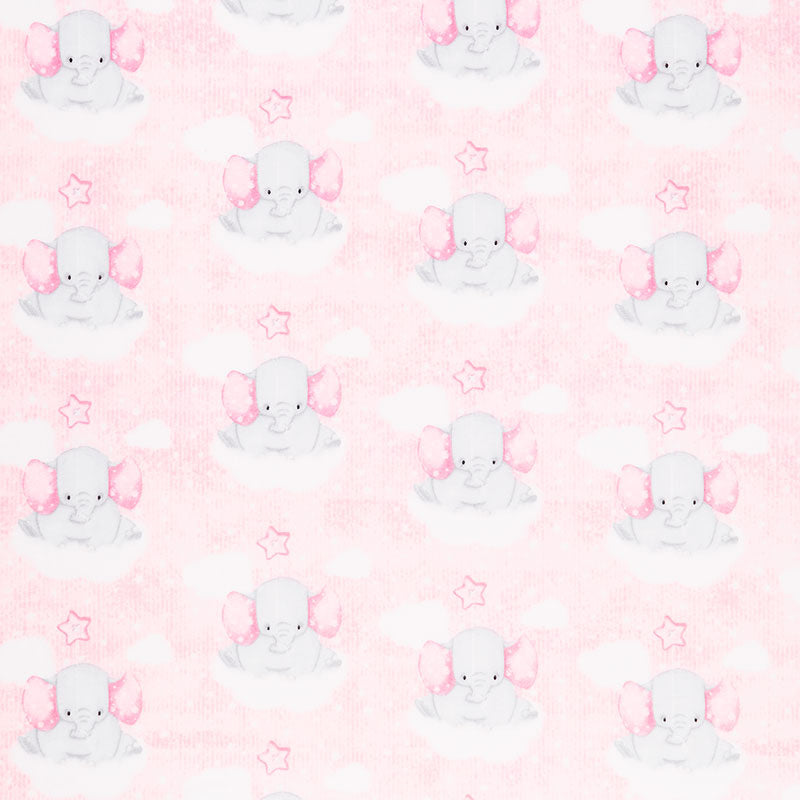 Comfy Flannel® - Elephants on Clouds Pink Yardage Primary Image